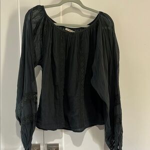 Mes Demoiselles Dark Green Smocked Puff Sleeve Blouse